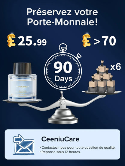 Desodorisant Voiture , F26 Diffuseur De Voiture, Atomiseur À Ultrasons, Concentration Réglable, Marche/Arrêt Automatique, Parfum Naturel Français 45 ML, Durée 6 Mois, Parfum Voiture De Cologne