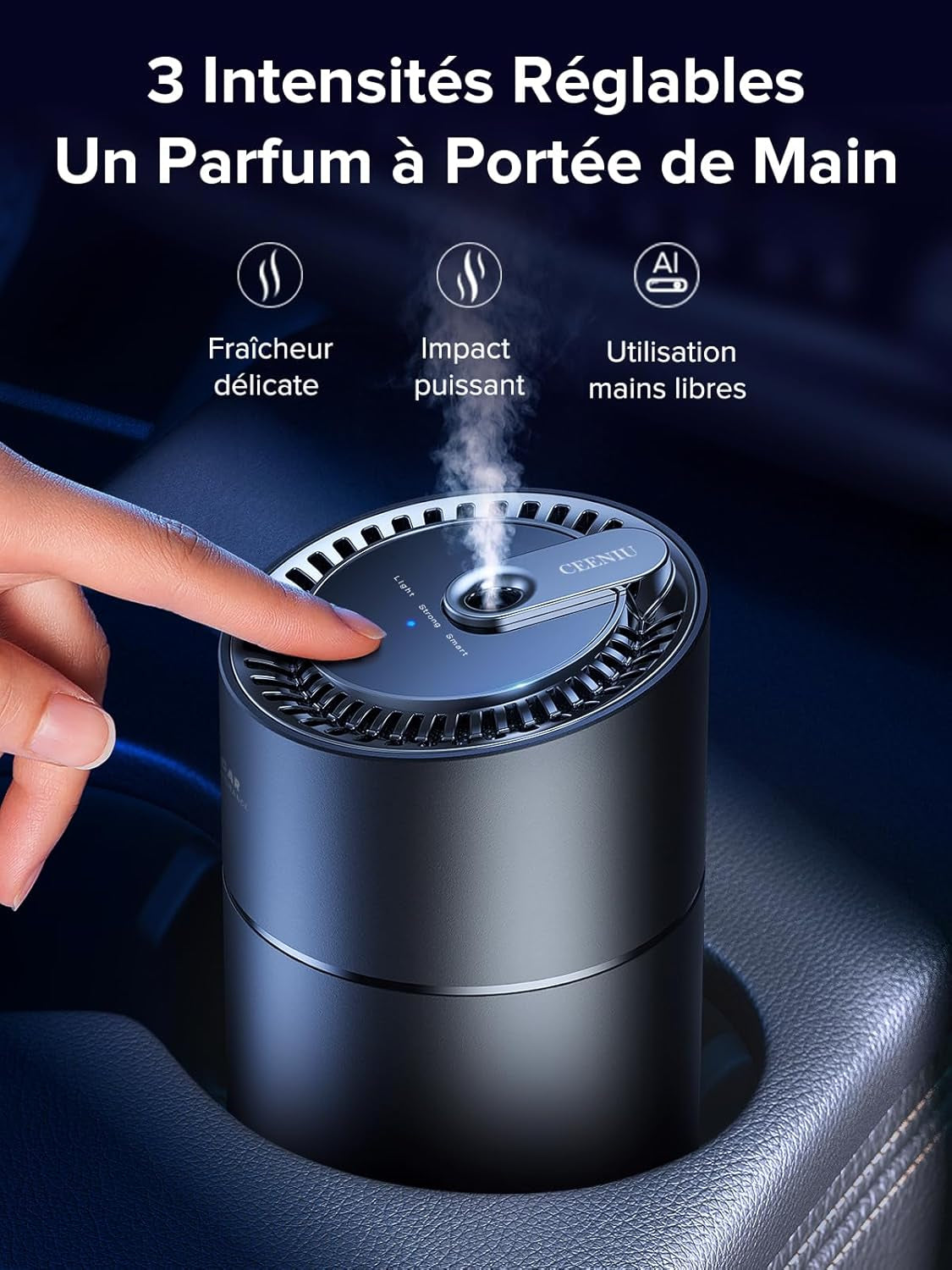 Desodorisant Voiture , F26 Diffuseur De Voiture, Atomiseur À Ultrasons, Concentration Réglable, Marche/Arrêt Automatique, Parfum Naturel Français 45 ML, Durée 6 Mois, Parfum Voiture De Cologne